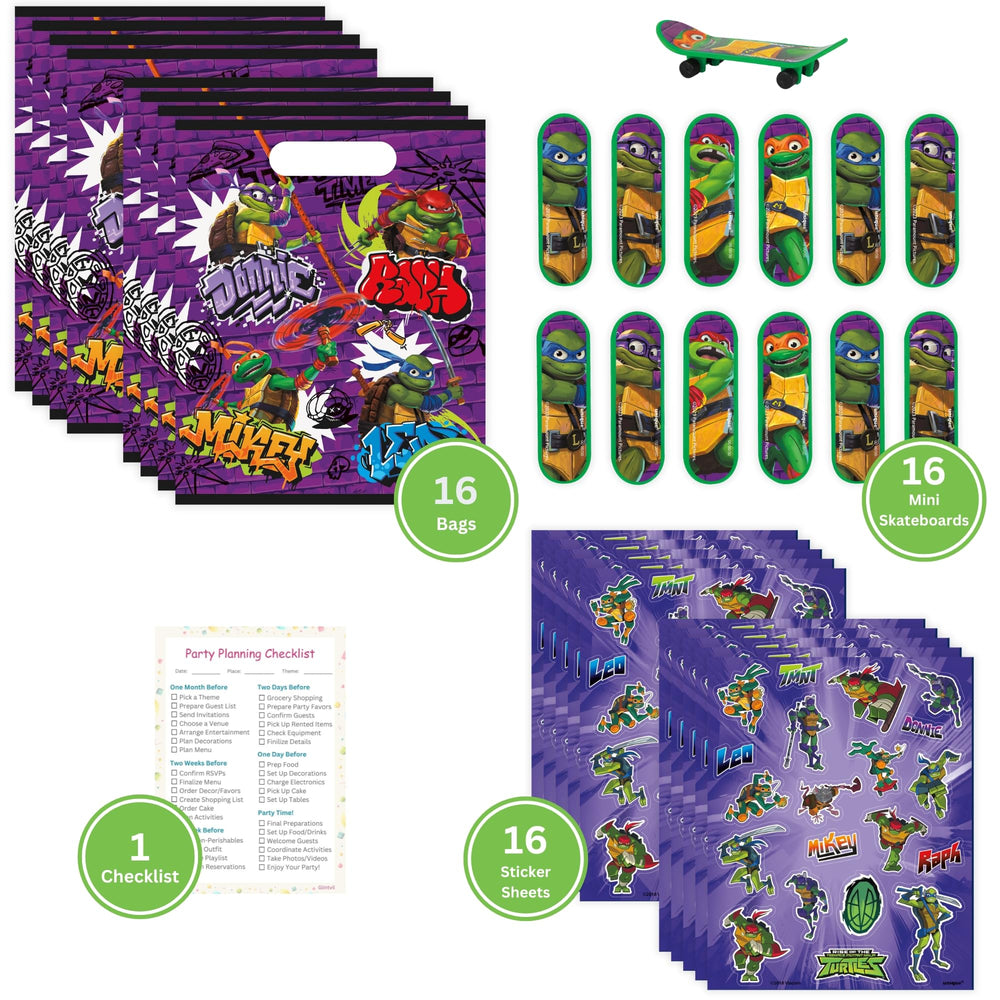 Unique Ninja Turtle sticker sheets to personalize favors and activities