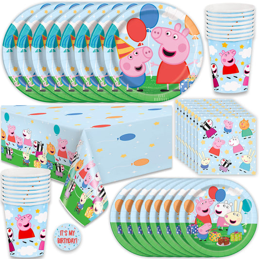 Unique Peppa Pig table cover for festive party setup and surface protection.