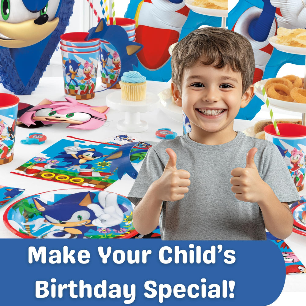 Sonic masks used as party favors and decorations