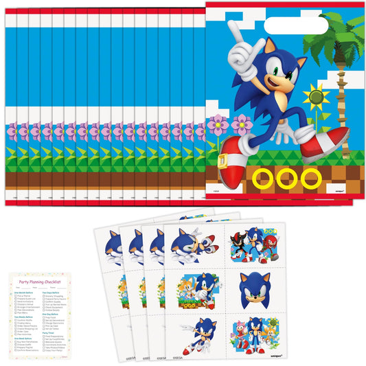 Unique Sonic party bags 24-pack with vibrant colors, perfect for easy take-home treats and party favors.