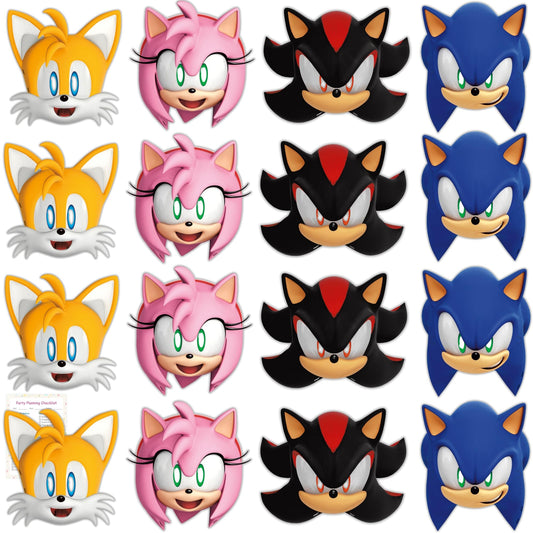 Unique Sonic party masks pack shot showing 24 masks for celebrations