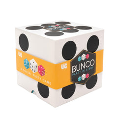 University Games Bunco party in a box with dice showcases easy setup for group game nights.