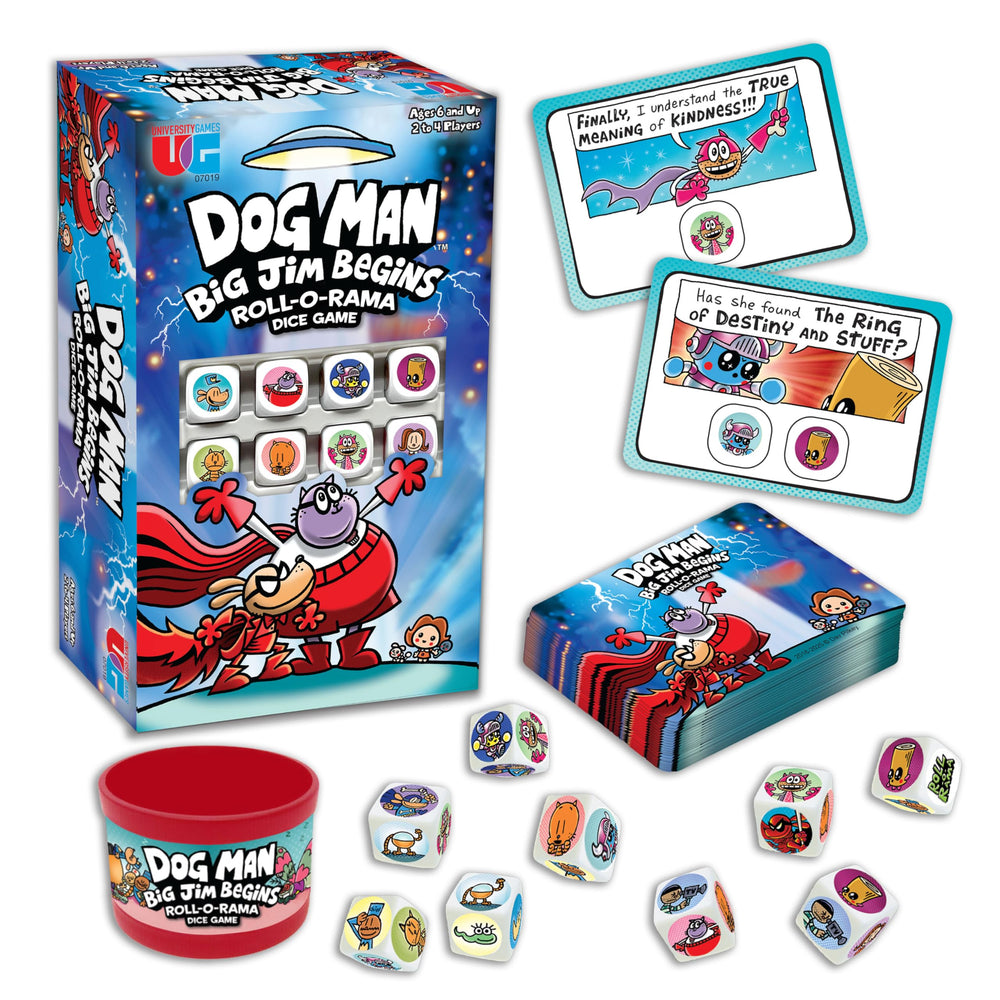 University Games Dog Man Big Jim Begins character cards bring vibrant action to the table.