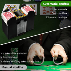 Unniweei shuffler in-use on table with cards for casino-style play