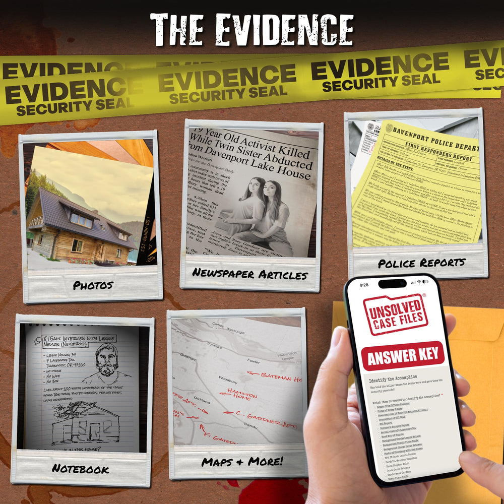 Unsolved Case Files Gardner Avery crime map and scene layout helps plan deductions.