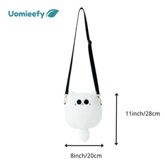 Uomieefy Gojocat plush bag side view showing adjustable strap for versatile wear