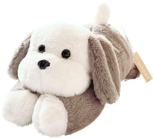 uoozii grey dog weighted plush ready for cozy cuddles and balanced hug.