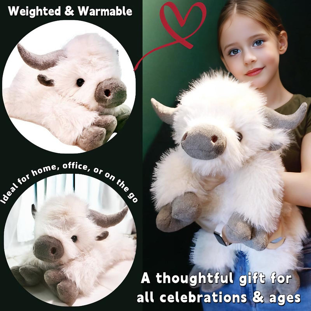 Chill option via freezer creates a refreshing moment for the uoozii Highland Cow plush.