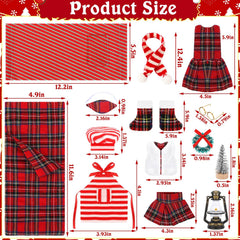 UPINS plaid dress adds festive charm to doll outfits for holiday displays.