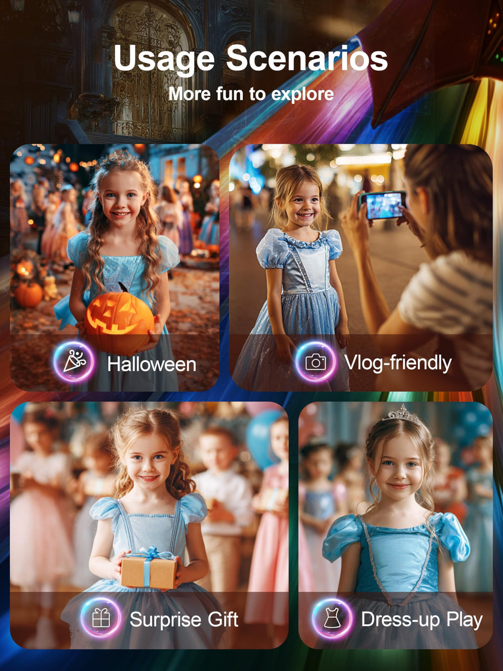 UPORPOR gift-set accessories enhance dress-up play.