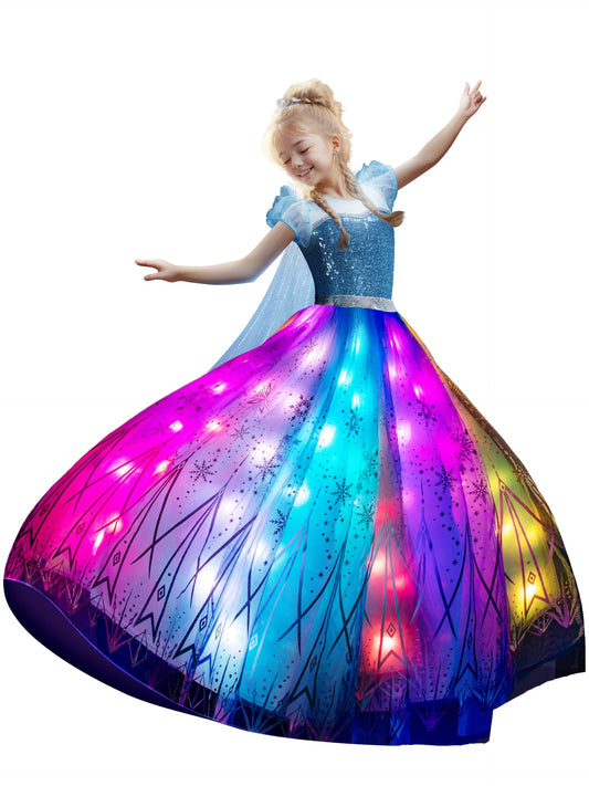 UPORPOR RGB LED dress front view with vibrant lights for dazzling events.