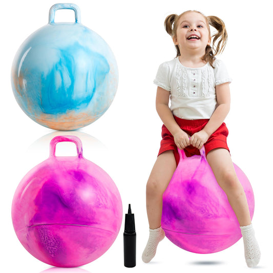 Upper Rider 18-inch hopper ball in blue-orange design for indoor and outdoor play.