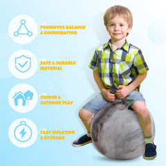 Upper Rider Clouds Hopper Ball deflates easily for compact storage.