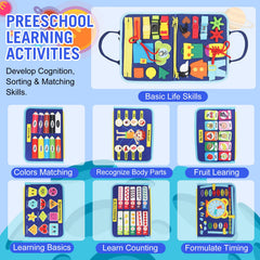 URBAN TOYS Montessori Busy Board zippers closeup supports tactile exploration and self-dressing practice