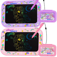 Urcoobela 2-pack LCD writing tablets in pink and purple for kid-friendly doodling on the go