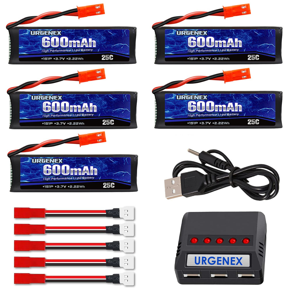 URGENEX 3.7V 600mAh battery front view, compact power for UDI drones.