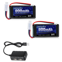 URGENEX SCX24 900mAh 2S LiPo battery offers compact size for RC cars.