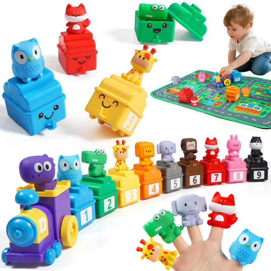 URMYWO train set with 10 finger puppets promotes storytelling and fine motor play
