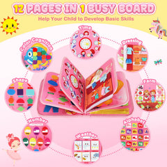 URMYWO Busy Board Pink, colorful activities for car trips