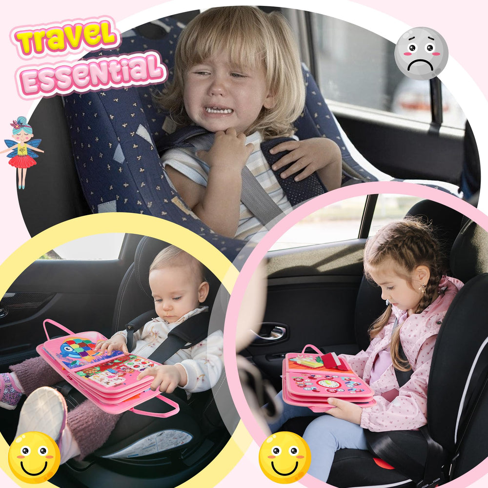 URMYWO Busy Board Pink, soft felt surface for safe play