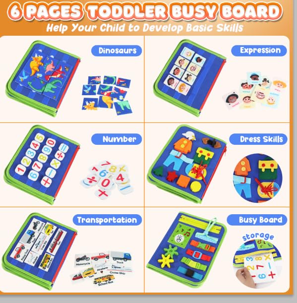 URMYWO Toddler Busy Board demonstrates practical life skills through engaging activities.