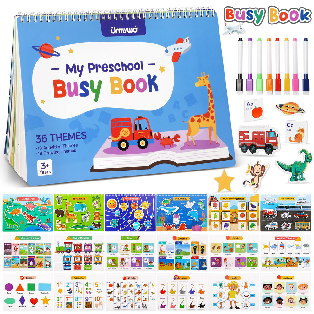 URMYWO Busy Book front cover with colorful pages inviting hands-on learning.