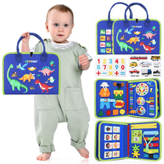 URMYWO Toddler Busy Board with six pages for hands-on learning on the go.