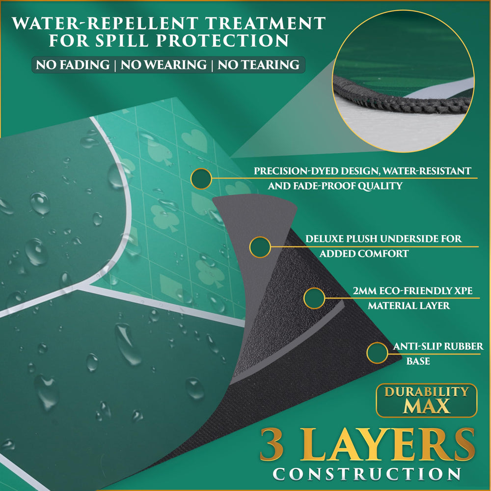 Urze poker table top precision stitching for durable play surface.