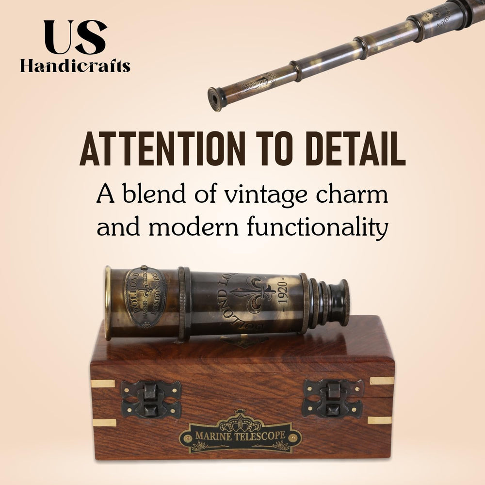US HANDICRAFTS 1920 Marine Telescope nautical-decor-display adds vintage allure to any room.