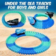 USA Toyz Ocean Race Tracks flexible track pieces bending into unique layouts