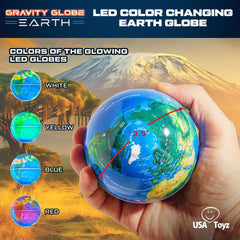 USA Toyz Gravity Globe floating rotation adds dynamic visual interest to any workspace.