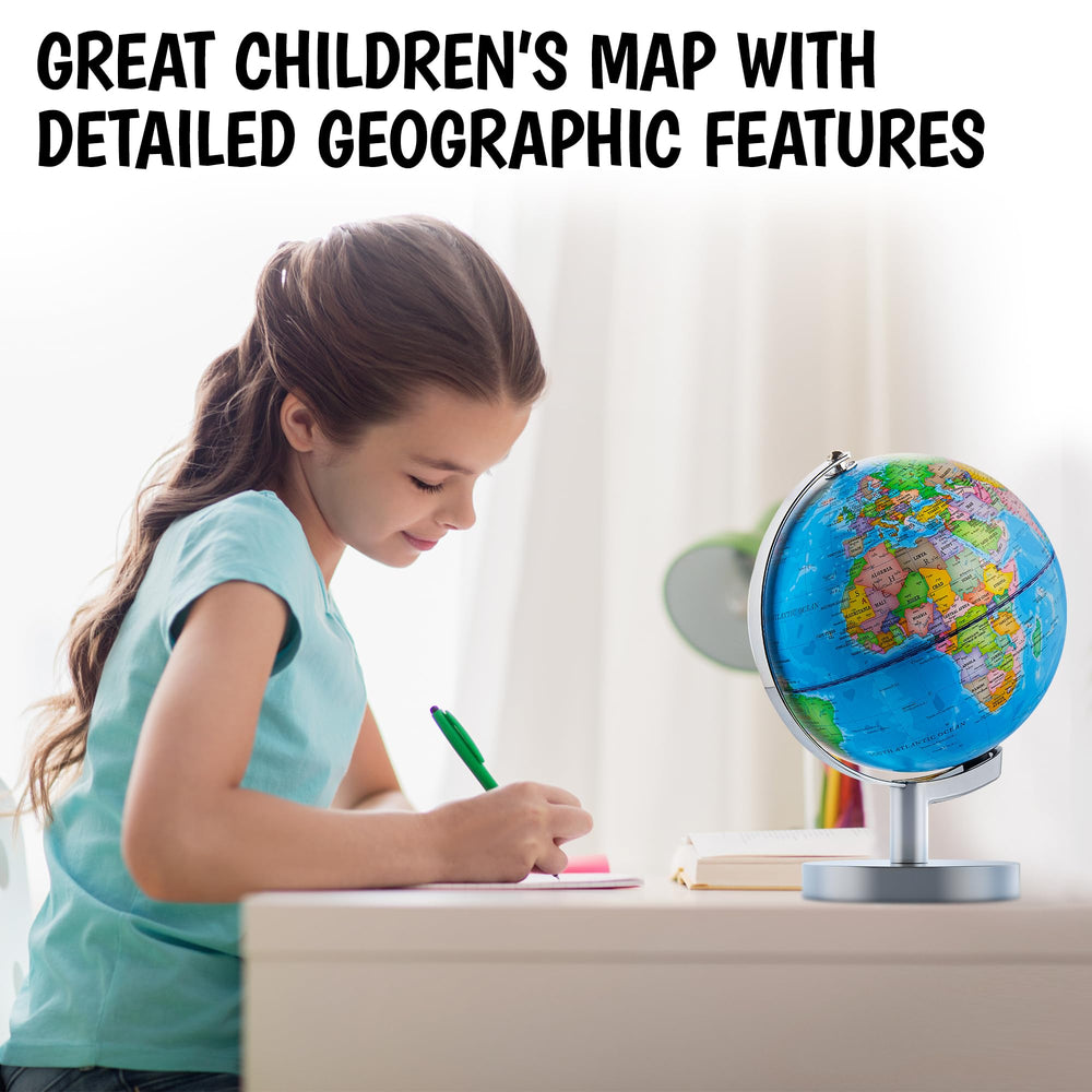 USA Toyz Illuminated Globe geography details support visual geography lessons.