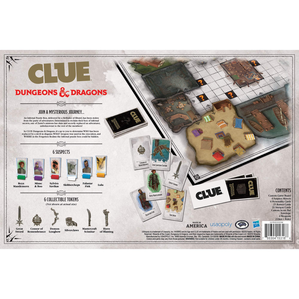 USAOPOLY Clue D&D hidden map hints locations for exploration.