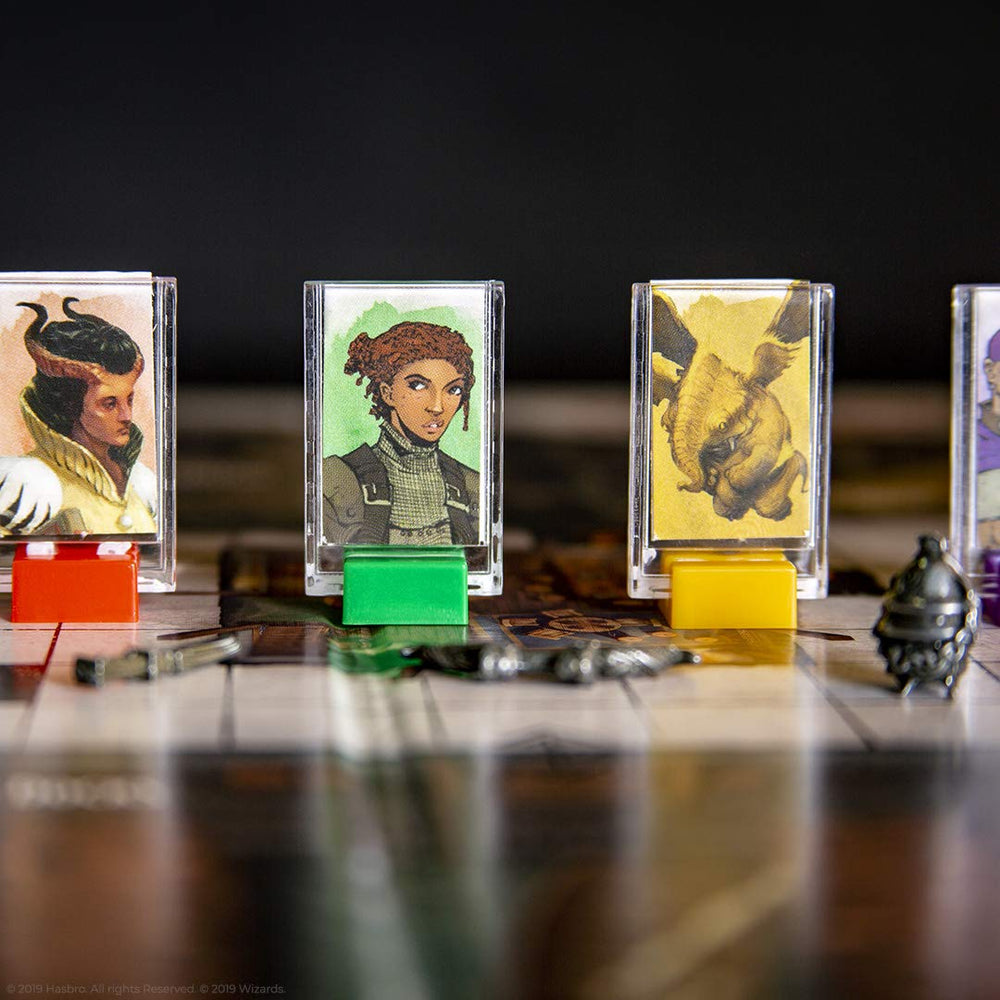 USAOPOLY Clue D&D who-was-replaced card guides suspicion and discussion.
