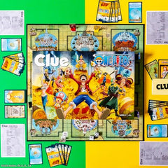 USAOPOLY Clue One Piece character cards highlight crew roles during island-hopping mystery