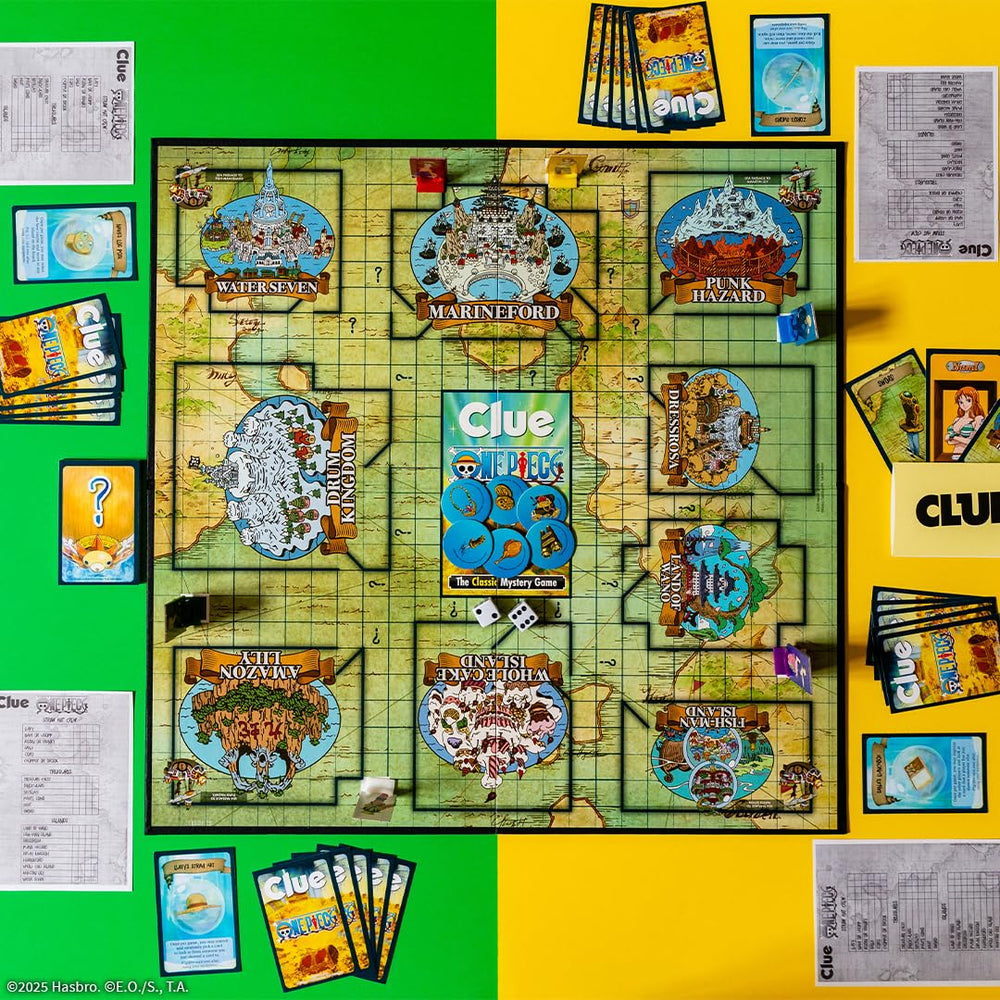 USAOPOLY Clue One Piece dice invite players to roll for clues and twists