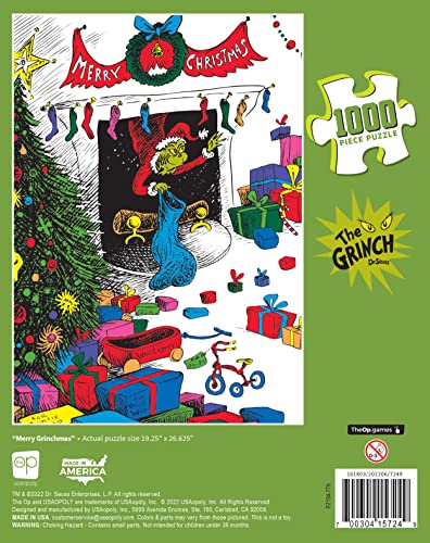 USAOPOLY Dr. Seuss Merry Grinchmas puzzle artwork captures classic whimsical Seuss style