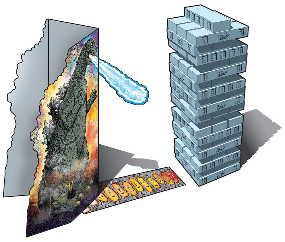 USAOPOLY Godzilla Extreme Edition blocks require careful balance and a steady hand.