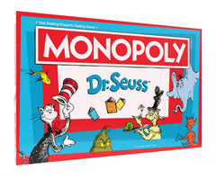 USAOPOLY Monopoly Dr. Seuss game board showcases iconic locations for family game night.