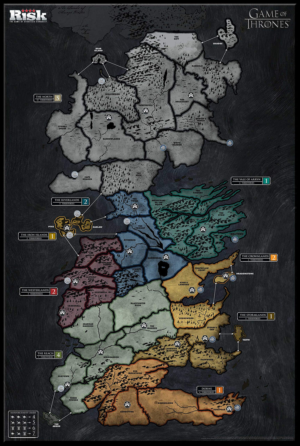 USAOPOLY Risk Game of Thrones Edition close-up of game pieces showing house symbols