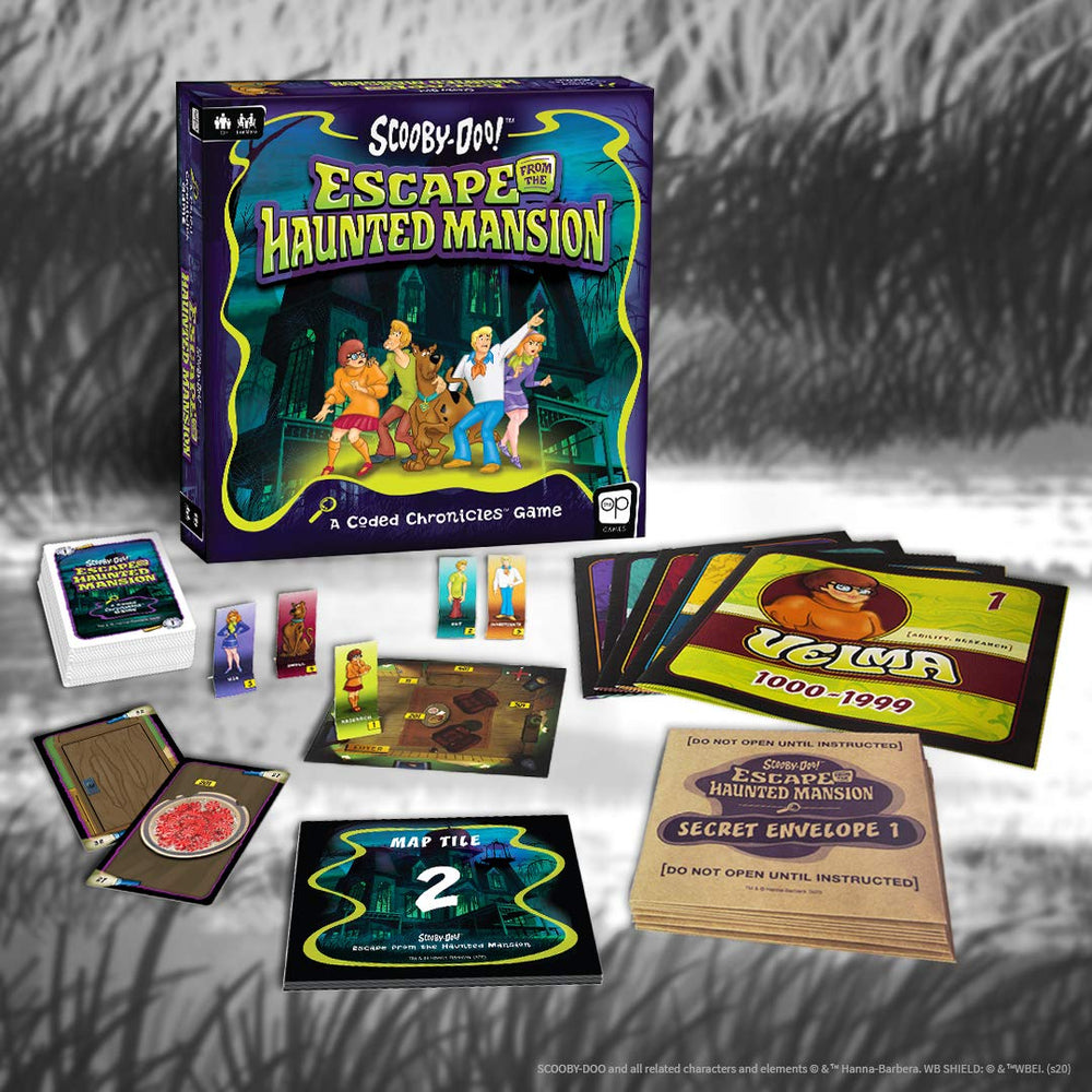 USAopoly Scooby-Doo Escape from the Haunted Mansion players at table enjoy immersive teamwork