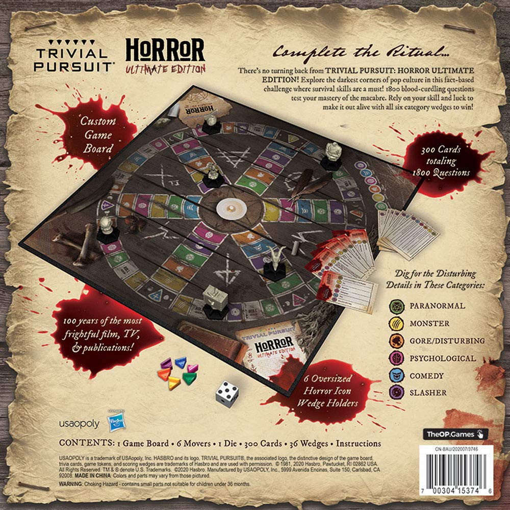 USAOPOLY Trivial Pursuit Horror Ultimate Edition Cleaver in Brain mover provokes laughs and shudders.