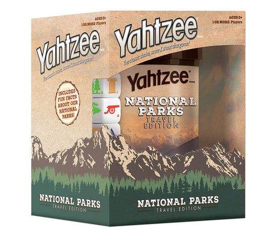 USAOPOLY Yahtzee National Parks Travel Edition dice cup held for portable play