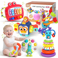 Usrela 5-in-1 Busy Cube for babies with engaging textures and sounds