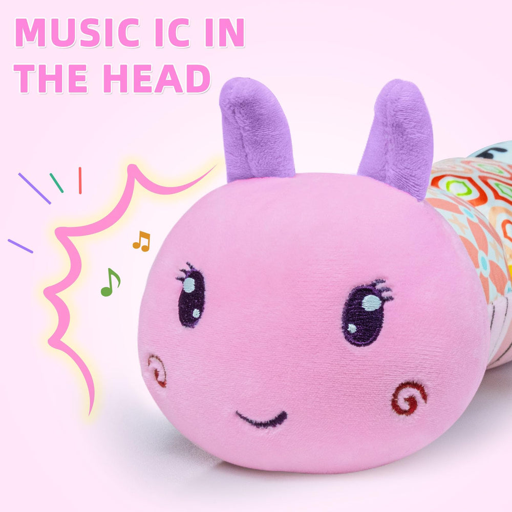 Ussybaby Caterpillar rattle and plush surface engages baby during tummy time.