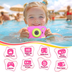 Usteetic Kids Camera offers continuous shooting and puzzles to keep kids engaged.
