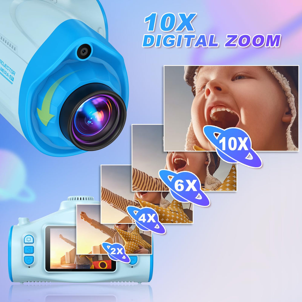 Usteetic blue camera stand included for steady projection.