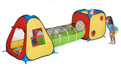 UTEX 3 in 1 pop up play tent square tent with mesh windows for ventilation and pretend play
