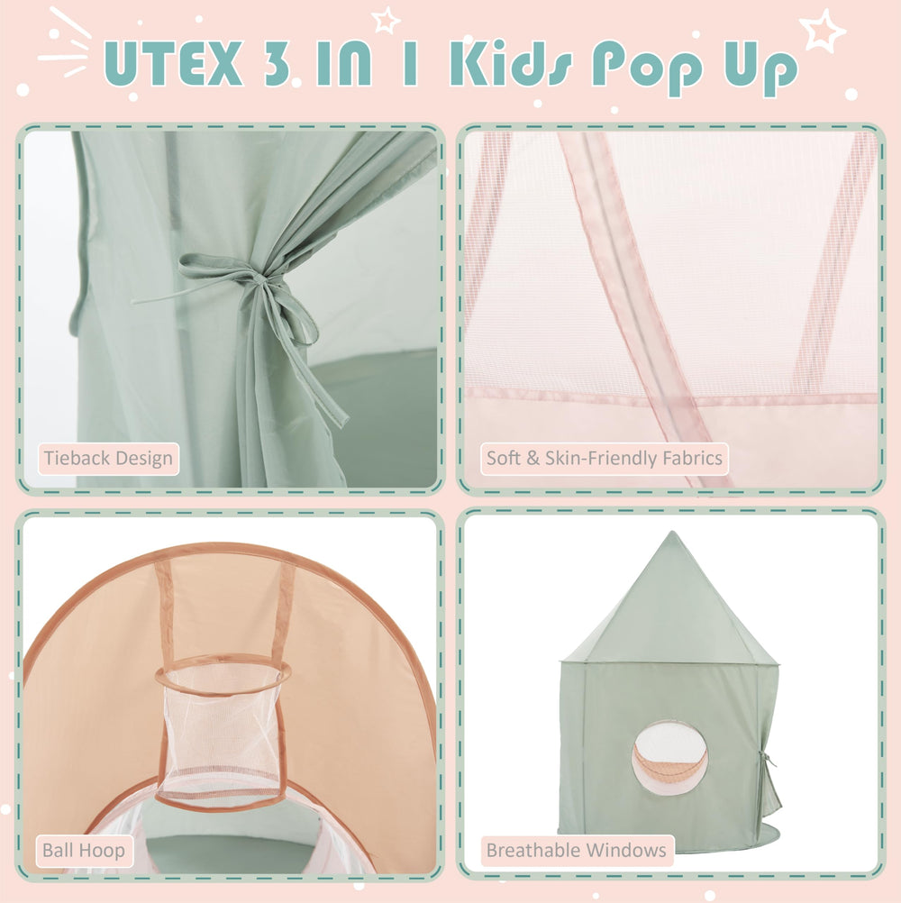 UTEX Play Tent assembly in seconds for effortless setup.