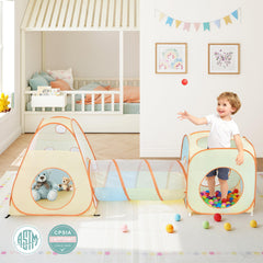 UTEX play tent with ball pit option adds tactile play; balls not included.